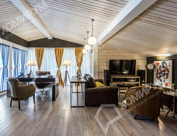 Пристройка к деревянному дому и отделка, элитный коттеджный поселок «Лазурный берег», МО